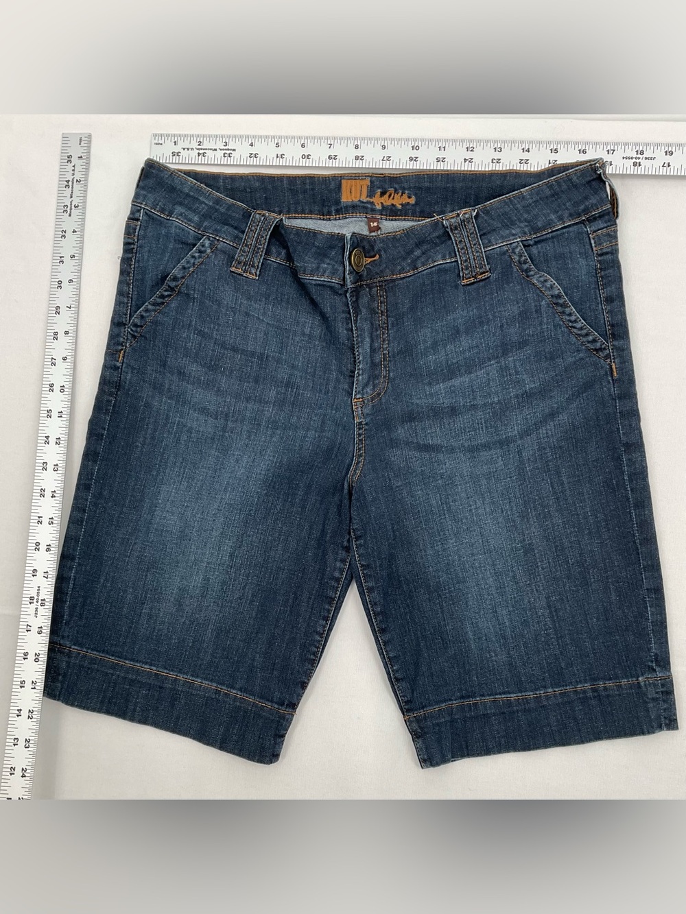 KUT from the Kloth Denim Jorts Shorts Bermuda Shorts Size 14 Medium Dark Wash
